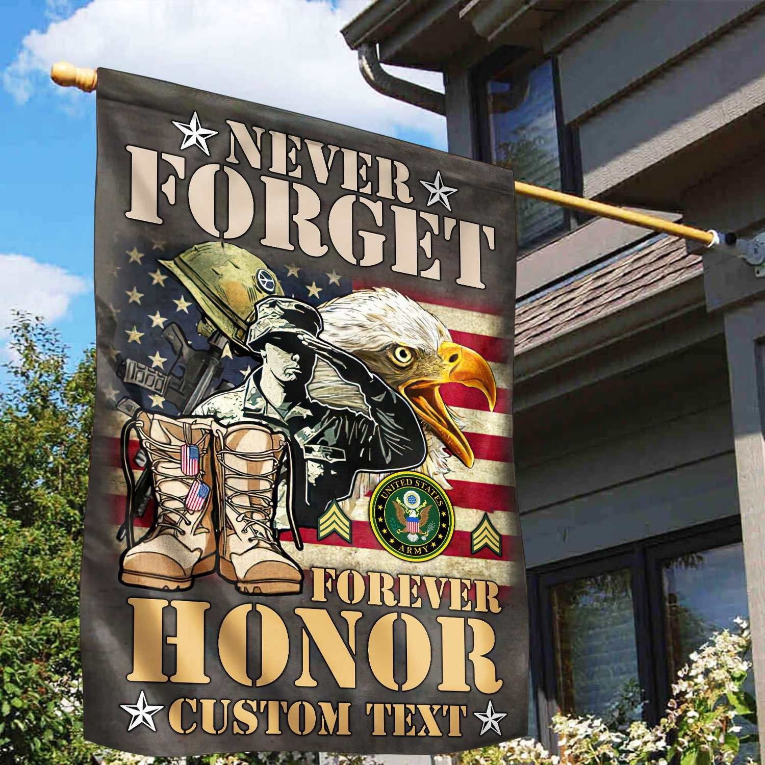 Custom US Army Veteran Flag Never Forget Forever Honor Flag Patriotic Home Decor