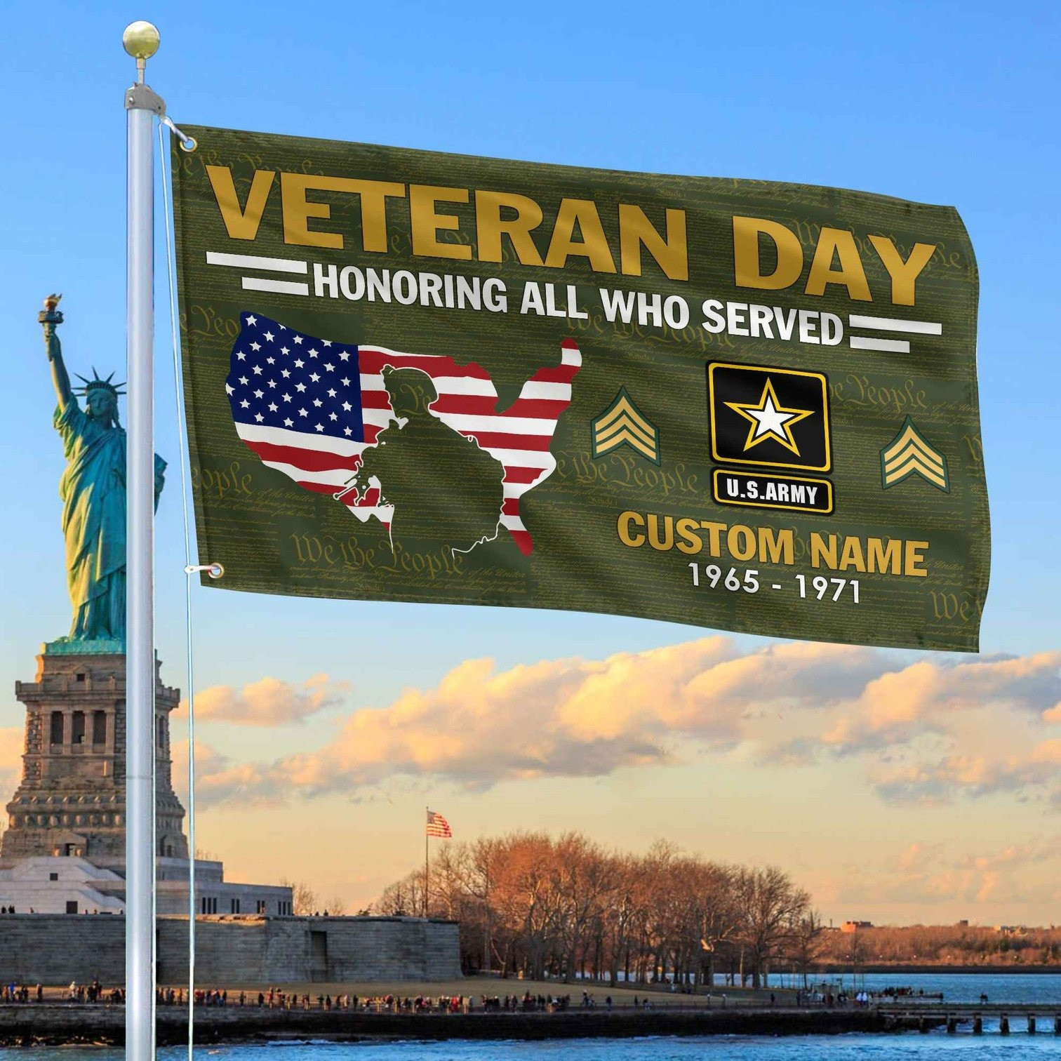 Custom US Army Veteran Flag Veterans Day Honoring All Who Served Flag