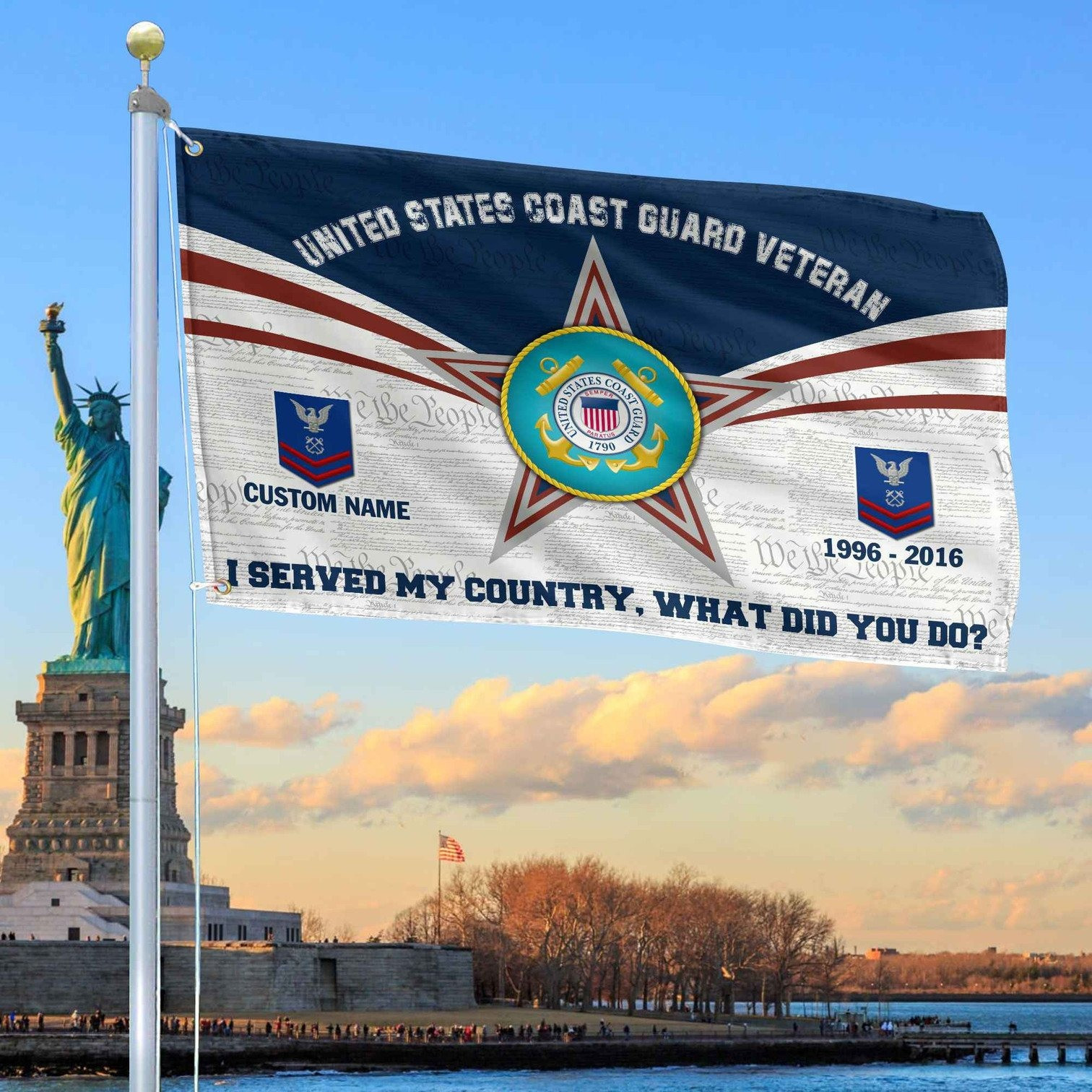 Custom US Coast Guard Flag Veterans Day Honoring All Who Served Flag Patriotic Decor
