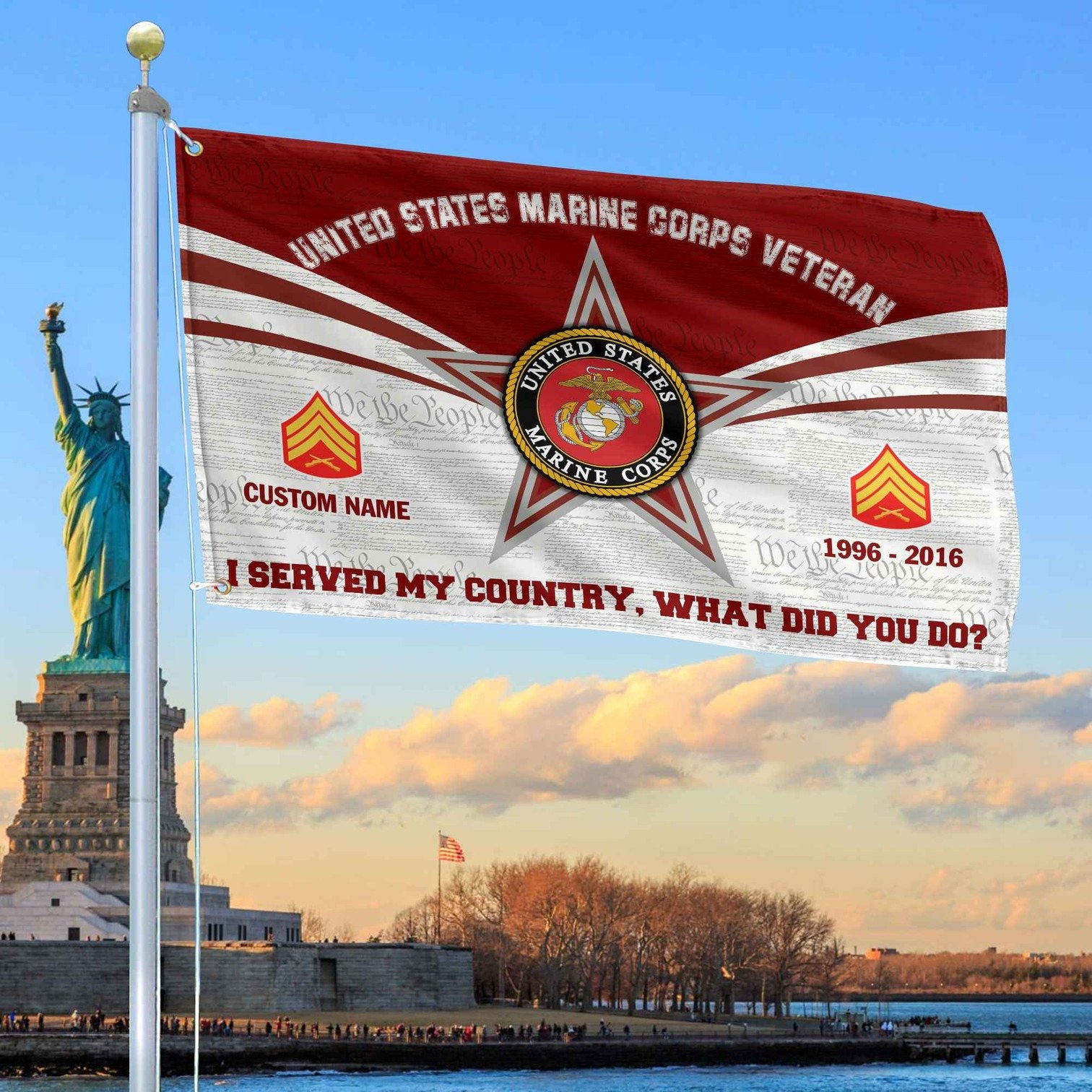 Custom US Marine Corps Flag Veterans Day Honoring All Who Served Flag Patriotic Decor