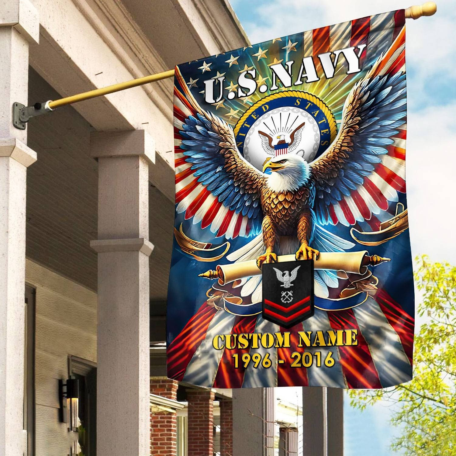 Custom US Navy Flag American Flag Gift For Navy Veteran