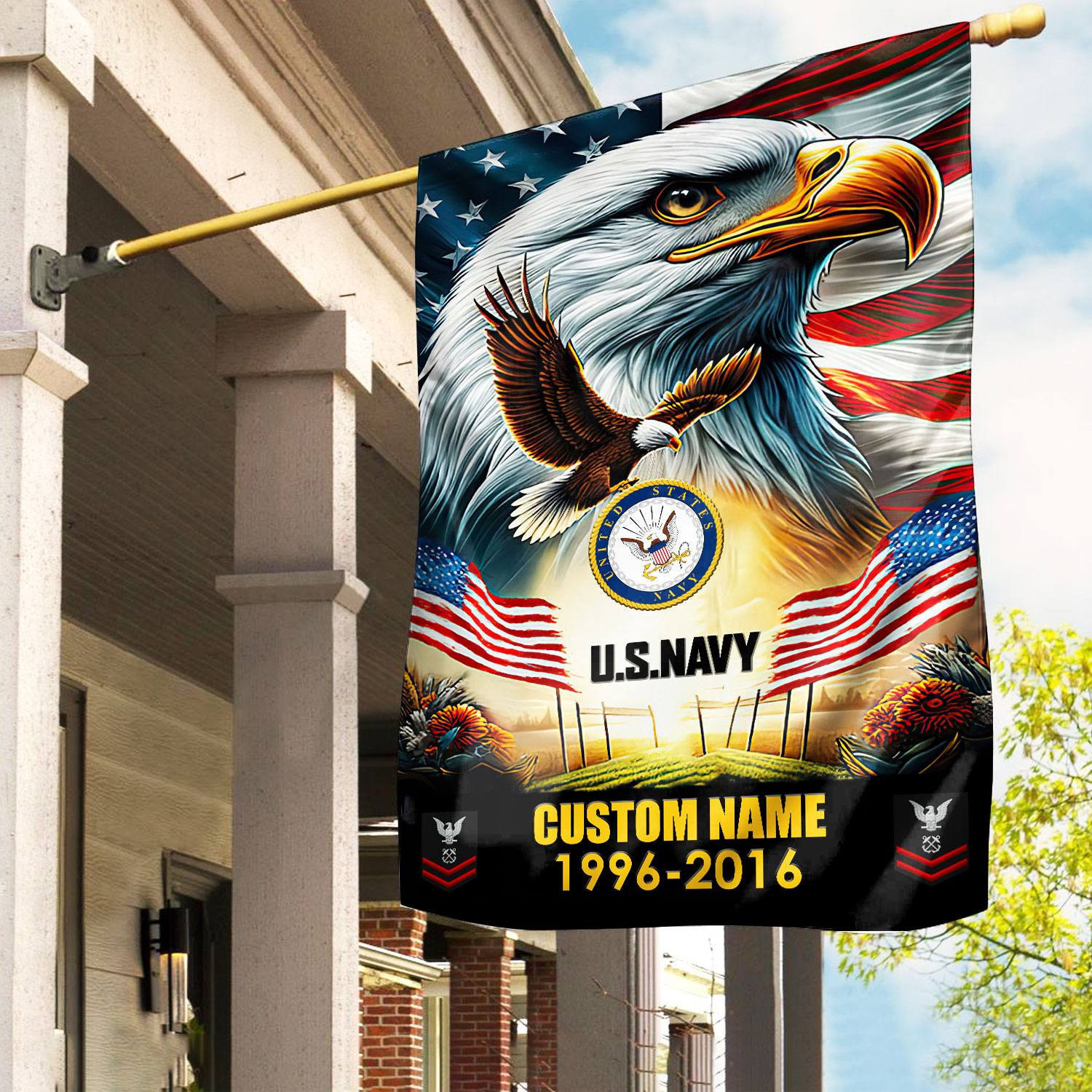 Custom US Navy Flag Patriotic Flag Veterans Day Gifts For Navy