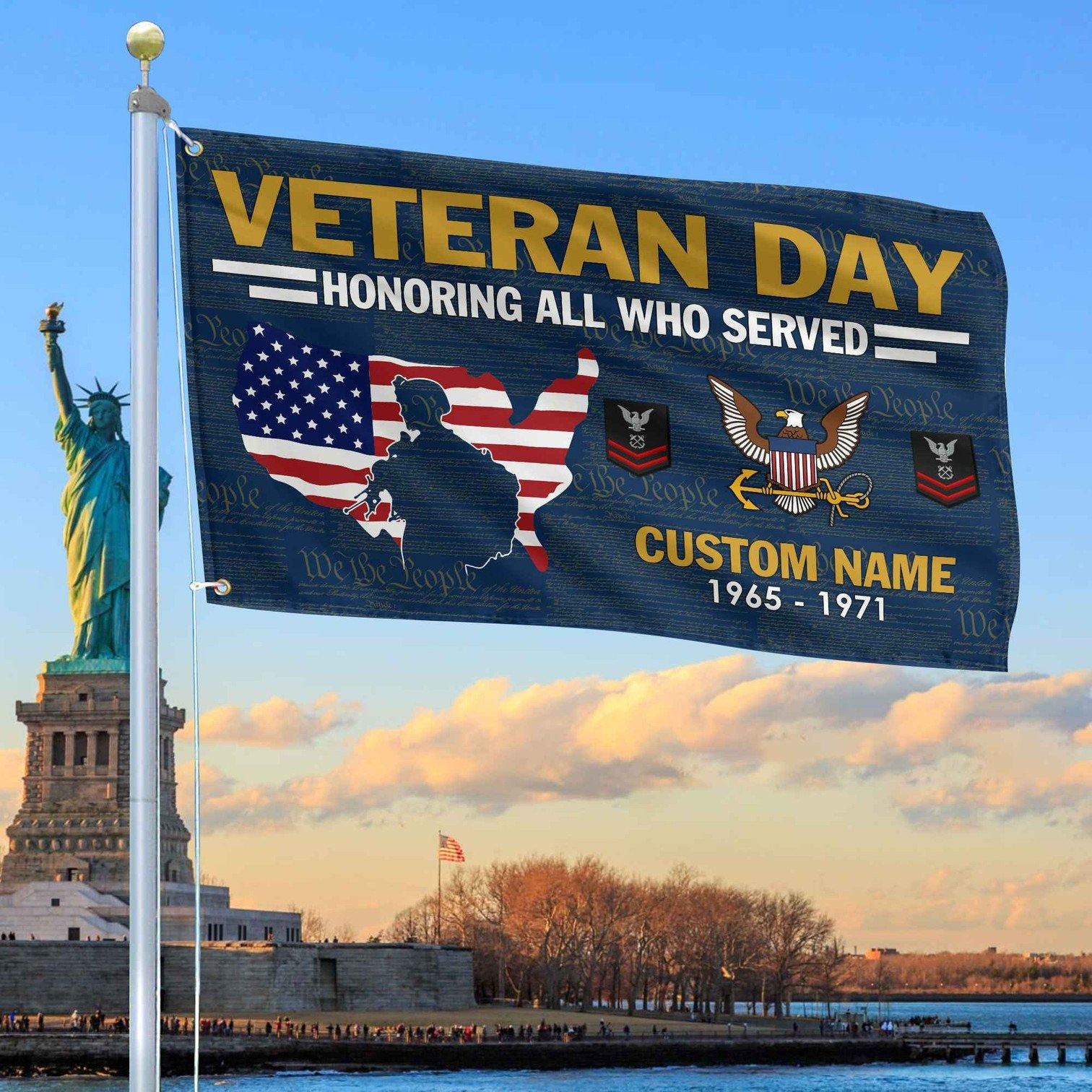Custom US Navy Flag Veterans Day Honoring All Who Served Flag Gifts For Navy