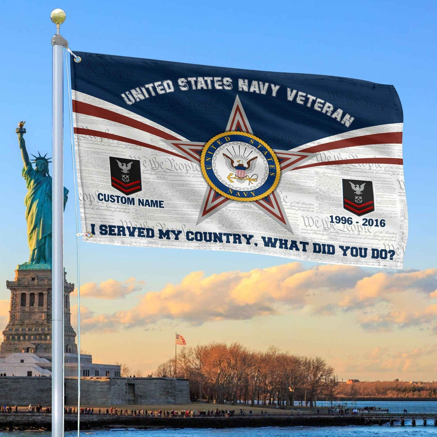 Custom US Navy Flag Veterans Day Honoring All Who Served Flag Patriotic Decor