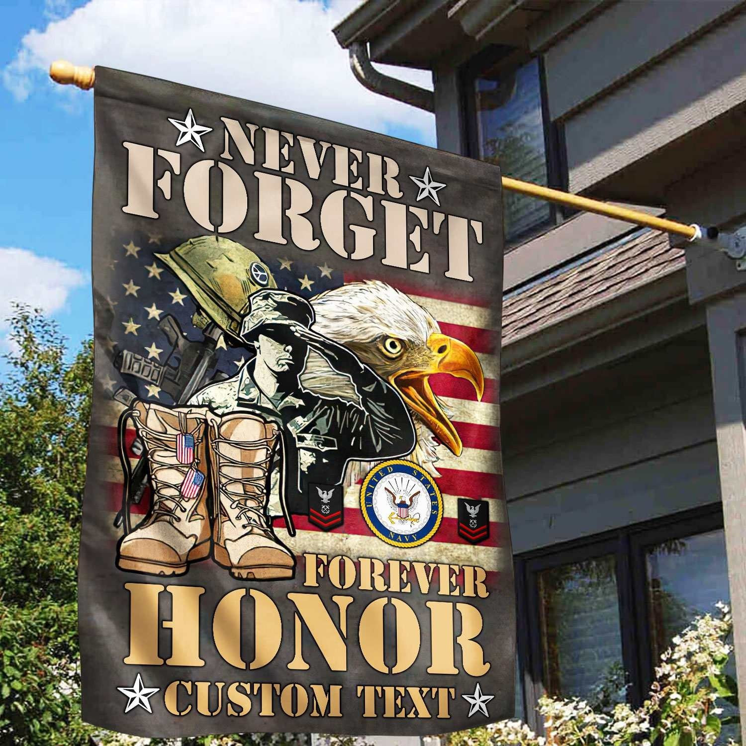 Custom US Navy Veteran Flag Never Forget Forever Honor Flag Gifts For Navy
