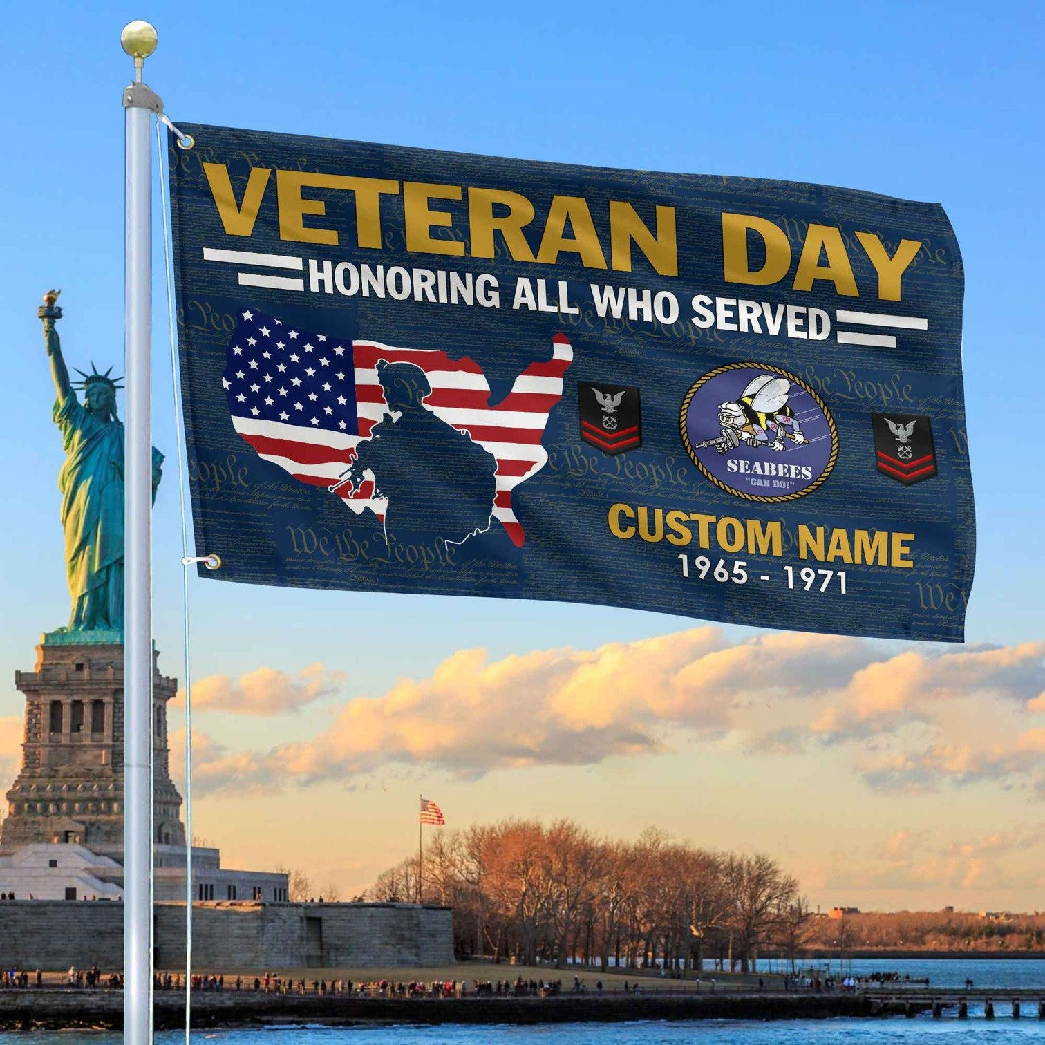 Custom US Seabees Flag Veterans Day Honoring All Who Served Flag Gifts For Seabees