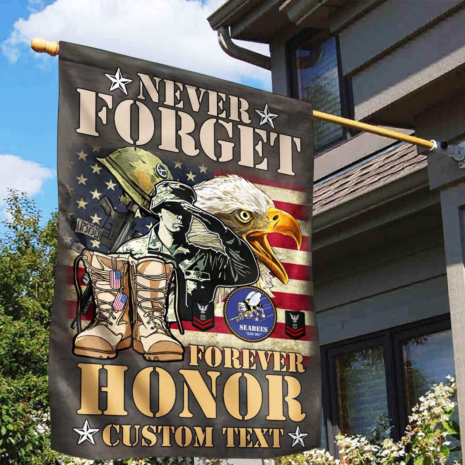 Custom US Seabees Veteran Flag Never Forget Forever Honor Flag Gifts For Seabees
