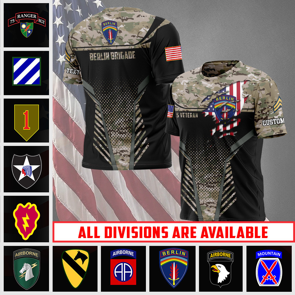 Custom US Veteran Berlin Brigade Camo Shirt Veteran Tee Shirts Gifts For Grandpa