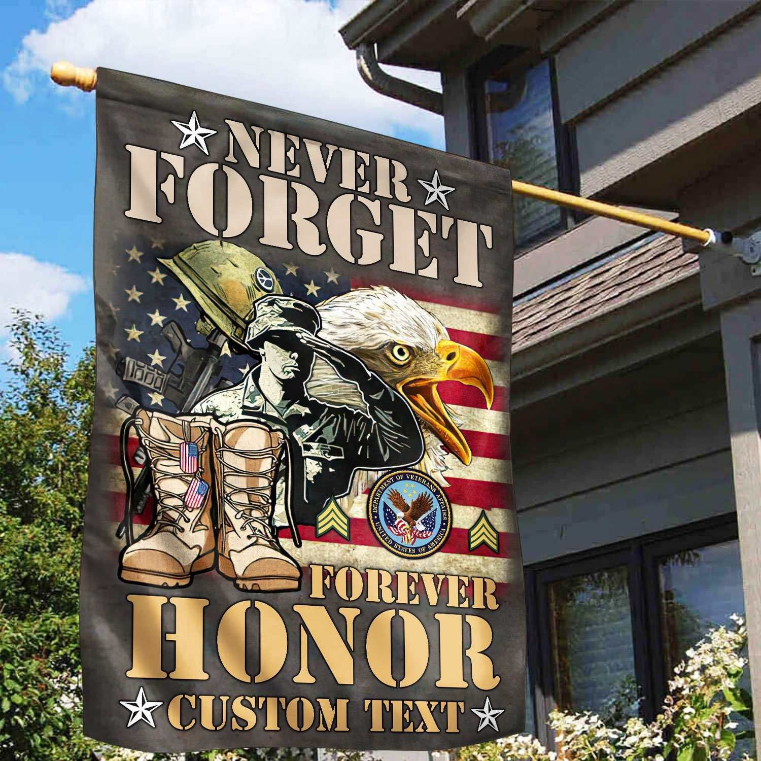 Custom US Veteran Flag Never Forget Forever Honor Flag Gifts For Veteran