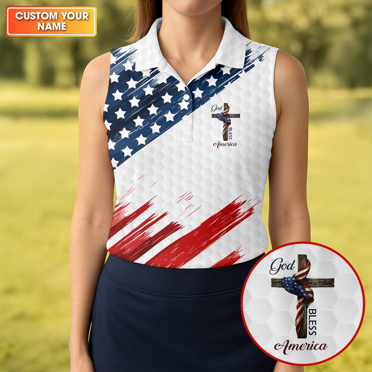 Custom USA 250 Years Sleeveless Polo Shirt God Bless America Outfit Patriotic Gifts