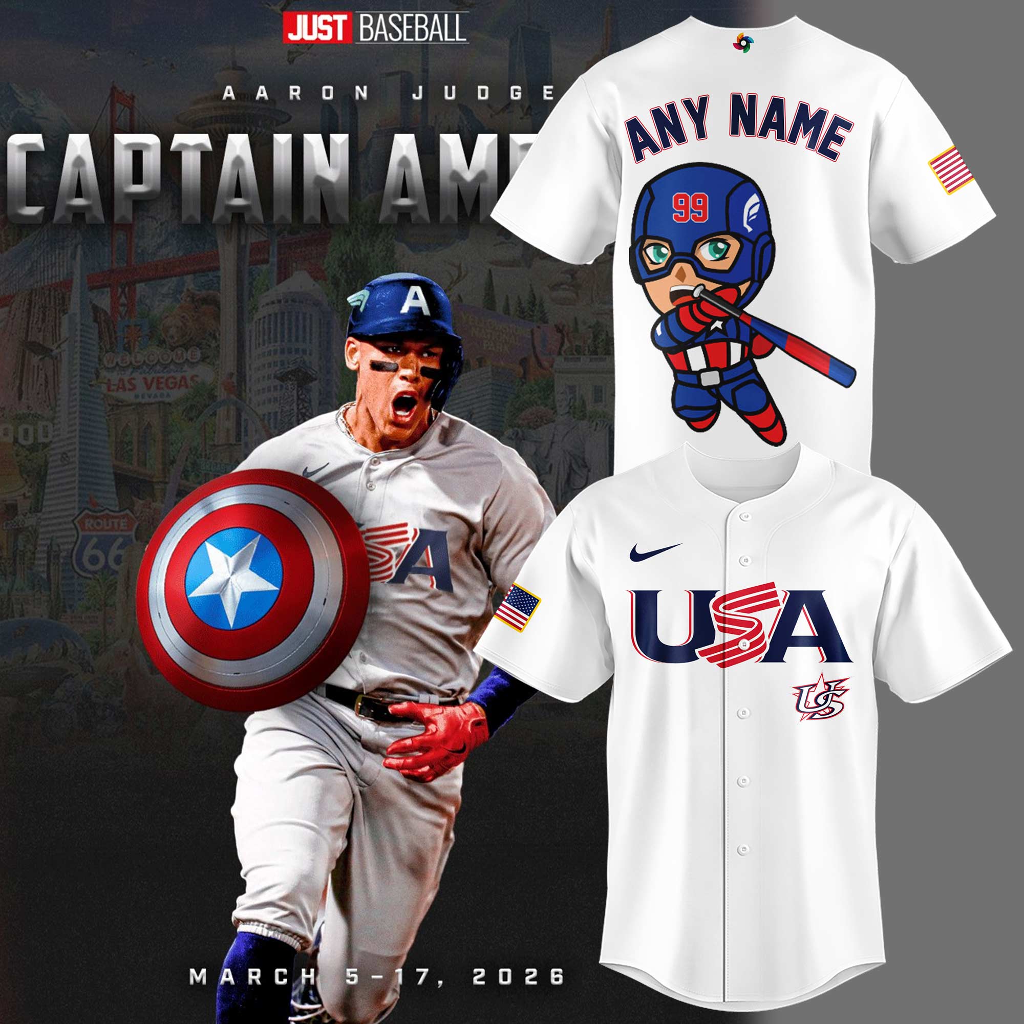 Custom Usa Baseball Captain Usa Custom Jersey Gifts For Baseball Players