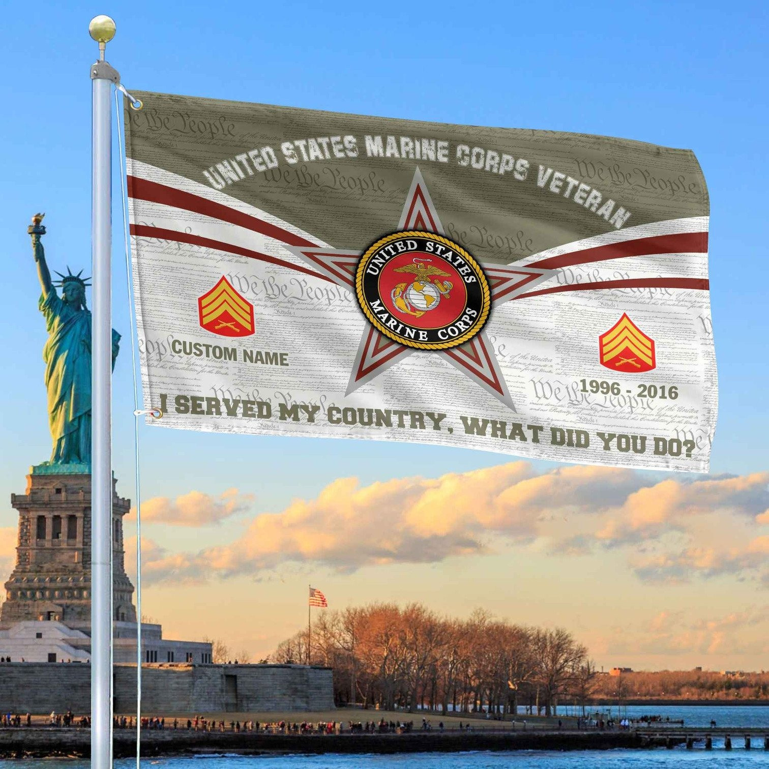 Custom USMC Flag Veterans Day Honoring All Who Served Flag Patriotic Decor
