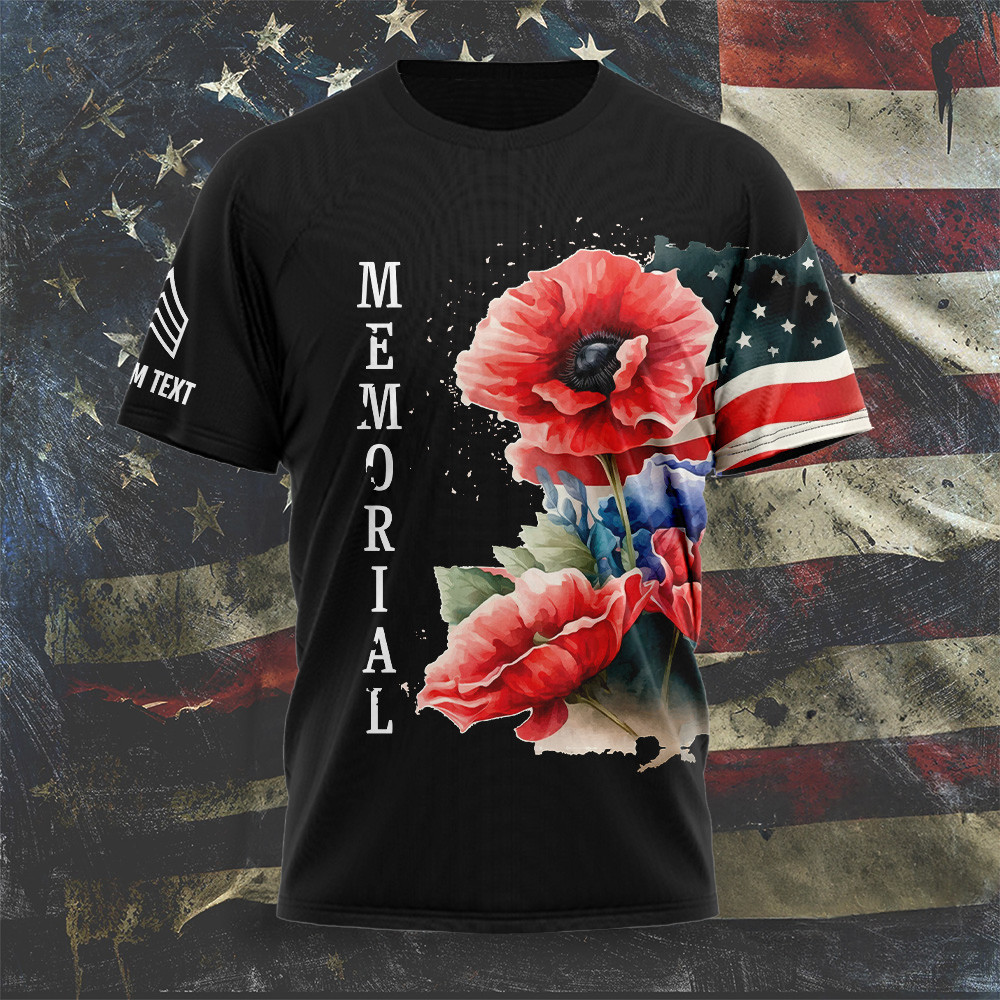 Custom Veterans Memorial Red Poppy Shirt Patriotic Tee Shirt Gifts For Dad