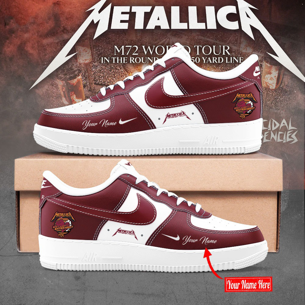 Custom Virginia Tech Hokies Metallica M72 2025 Air Force Sneakers Tour Merch Fan Gifts