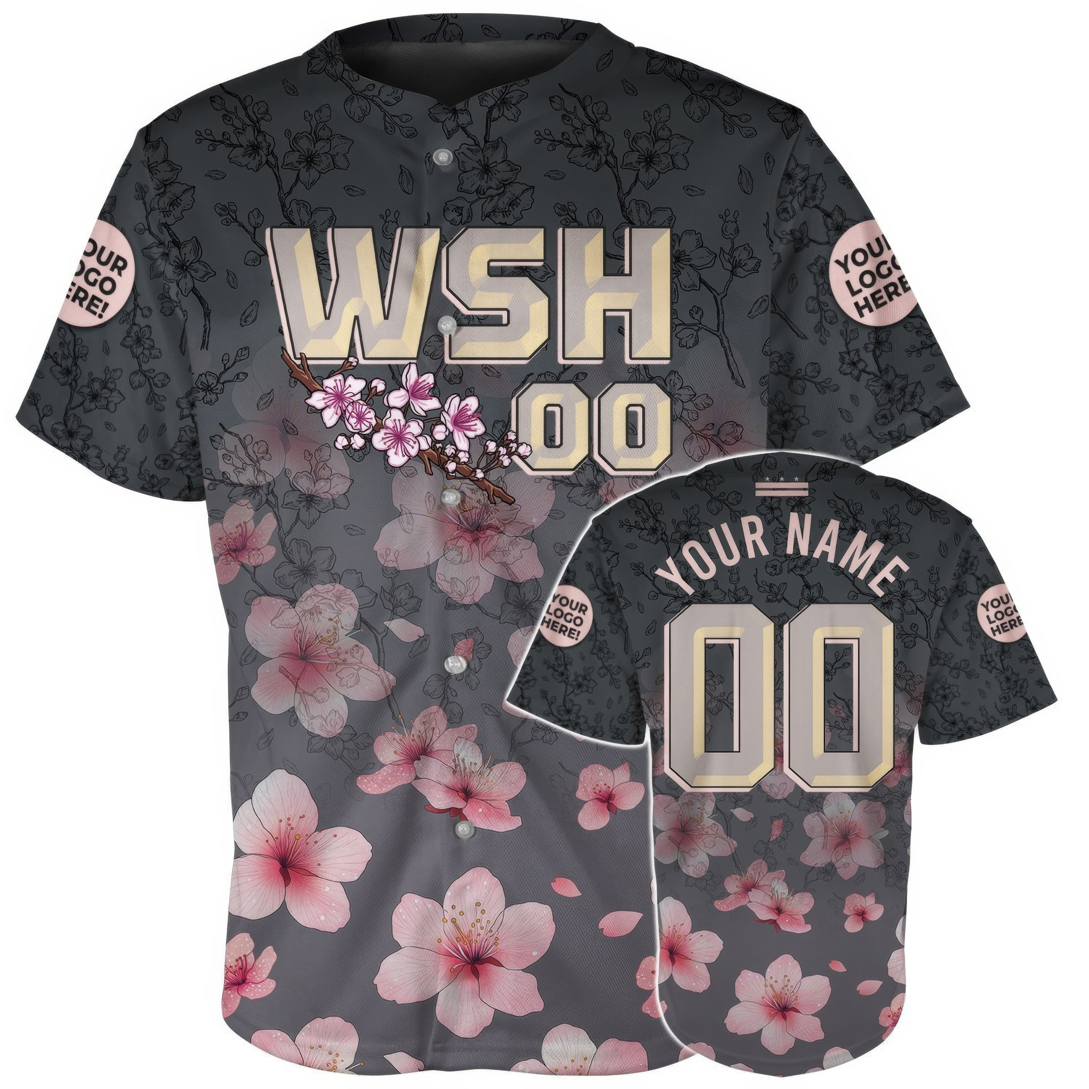 Custom Washington Cherry Blossoms Baseball Jersey Gifts For Boyfriend