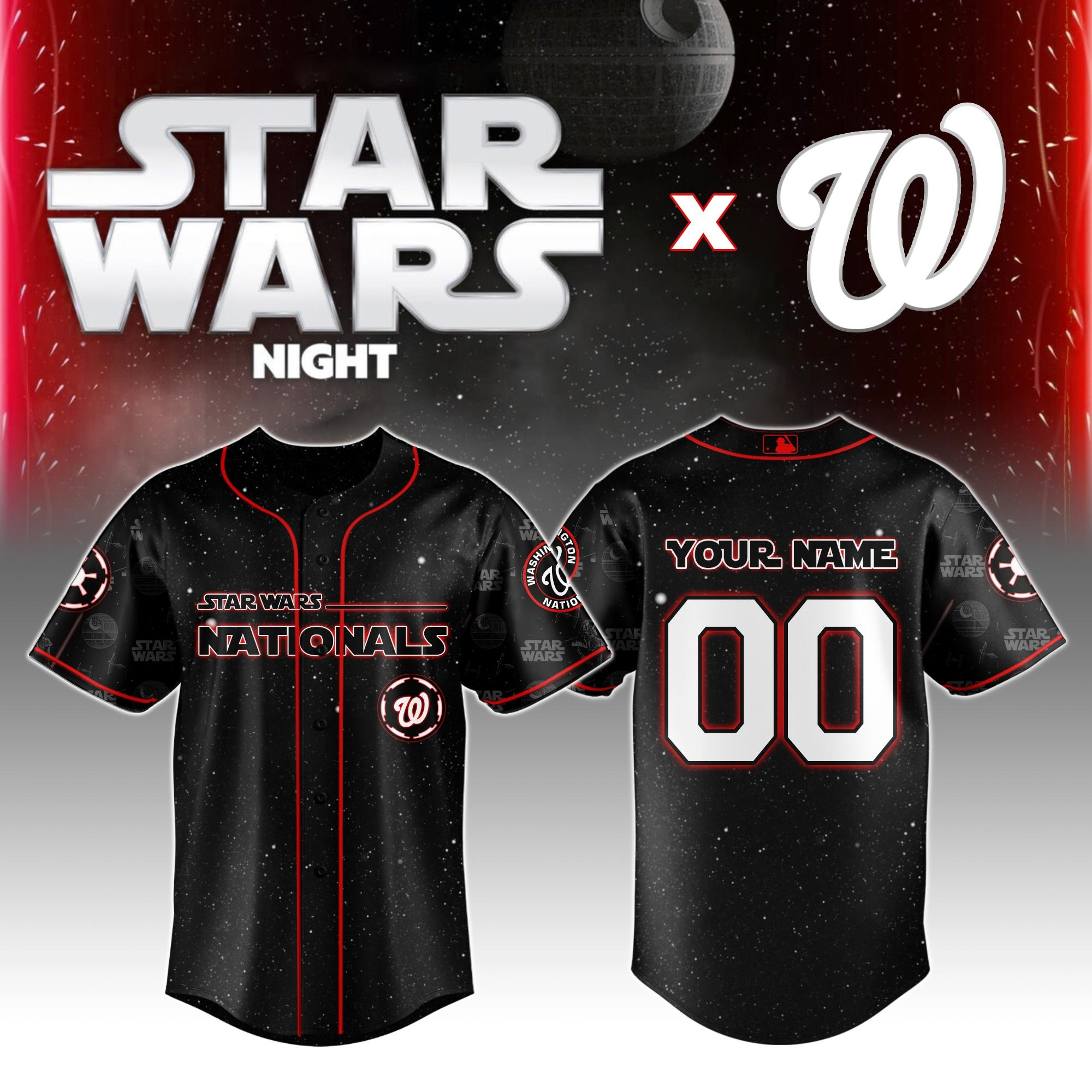 Custom Washington Nationals MLB x Star Wars Night Jersey Presents For Baseball Fans