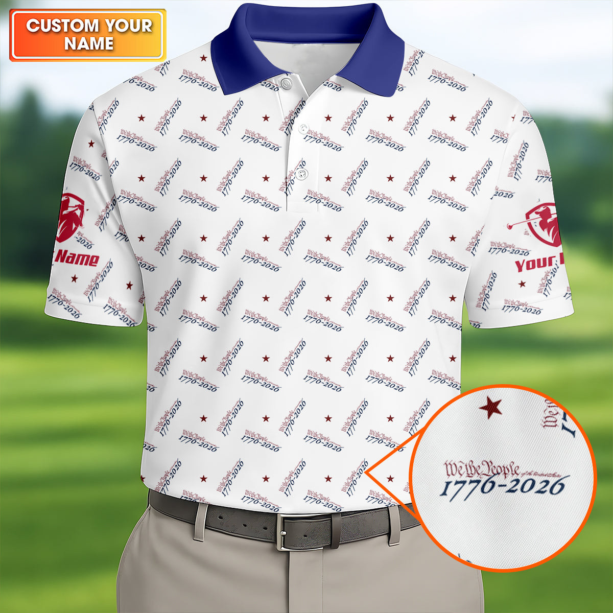Custom We The People 1776 2026 Polo Shirt 250th Anniversary Patriotic Clothing Gift Ideas