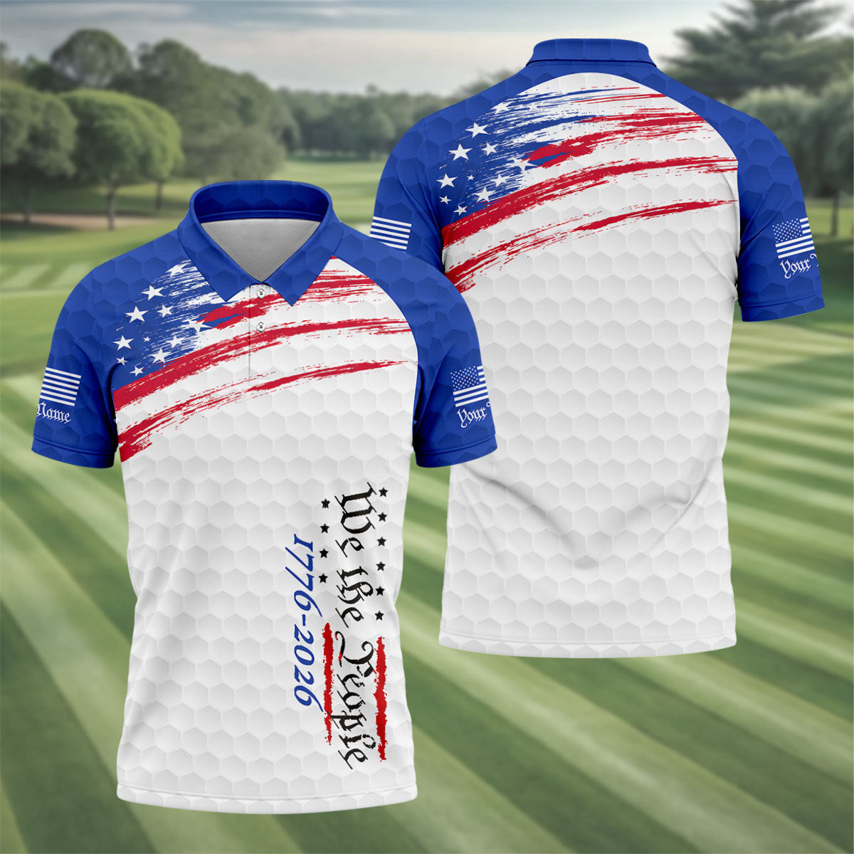 Custom We The People 1776 2026 Polo Shirt American Flag Clothing Fourth Of July Gifts