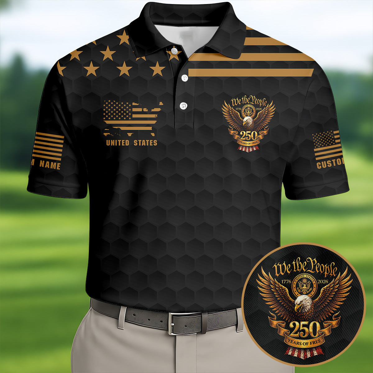 Custom We The People 250 Years Polo Shirt 4th Of July Patriotic Merch Gifts For Father