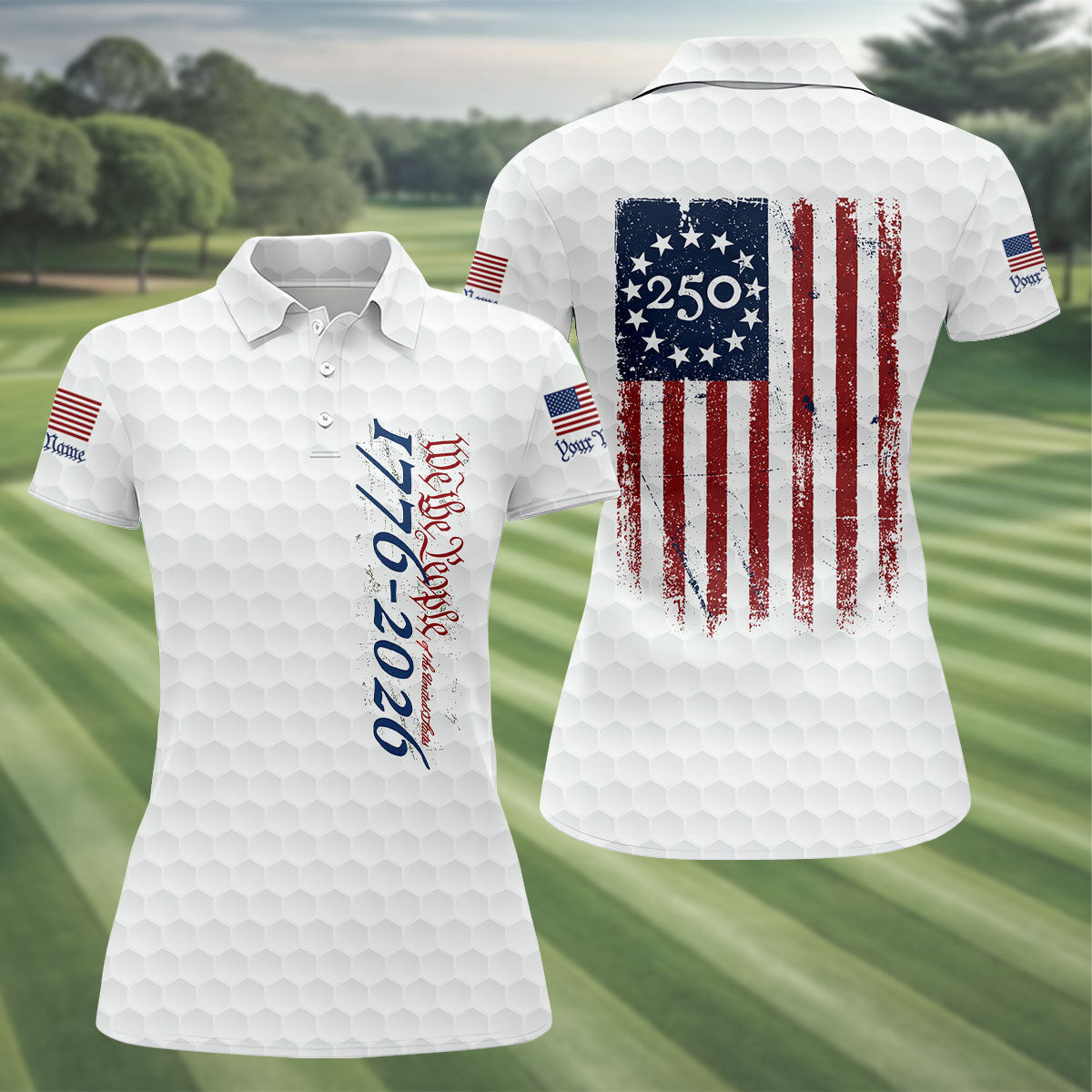 Custom We The People American Flag Polo Shirt 250 Years Patriotic Clothing Gifts For Wife