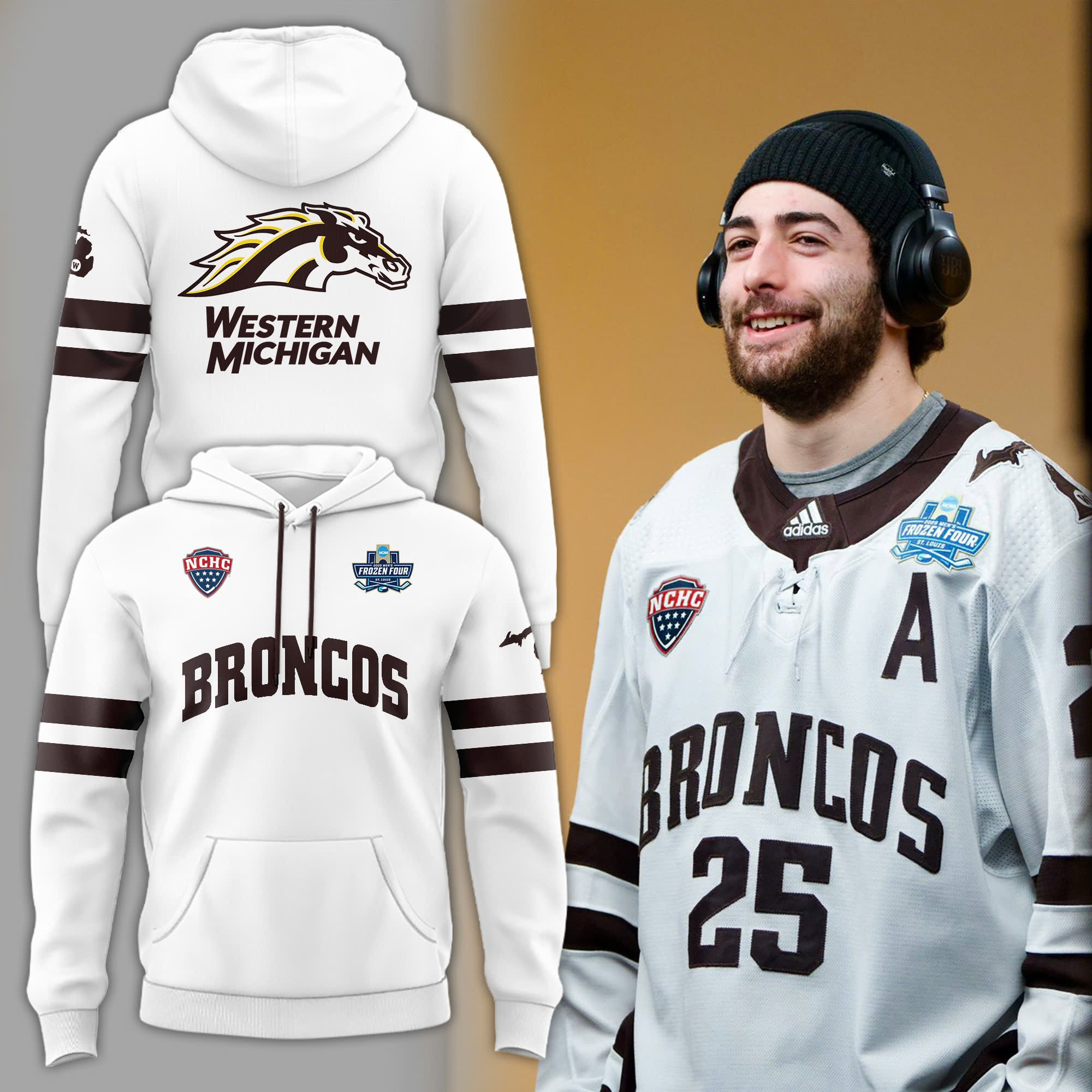 Custom Western Michigan National Championship Gear Hoodie 2025 Hockey Frozen Four Merch