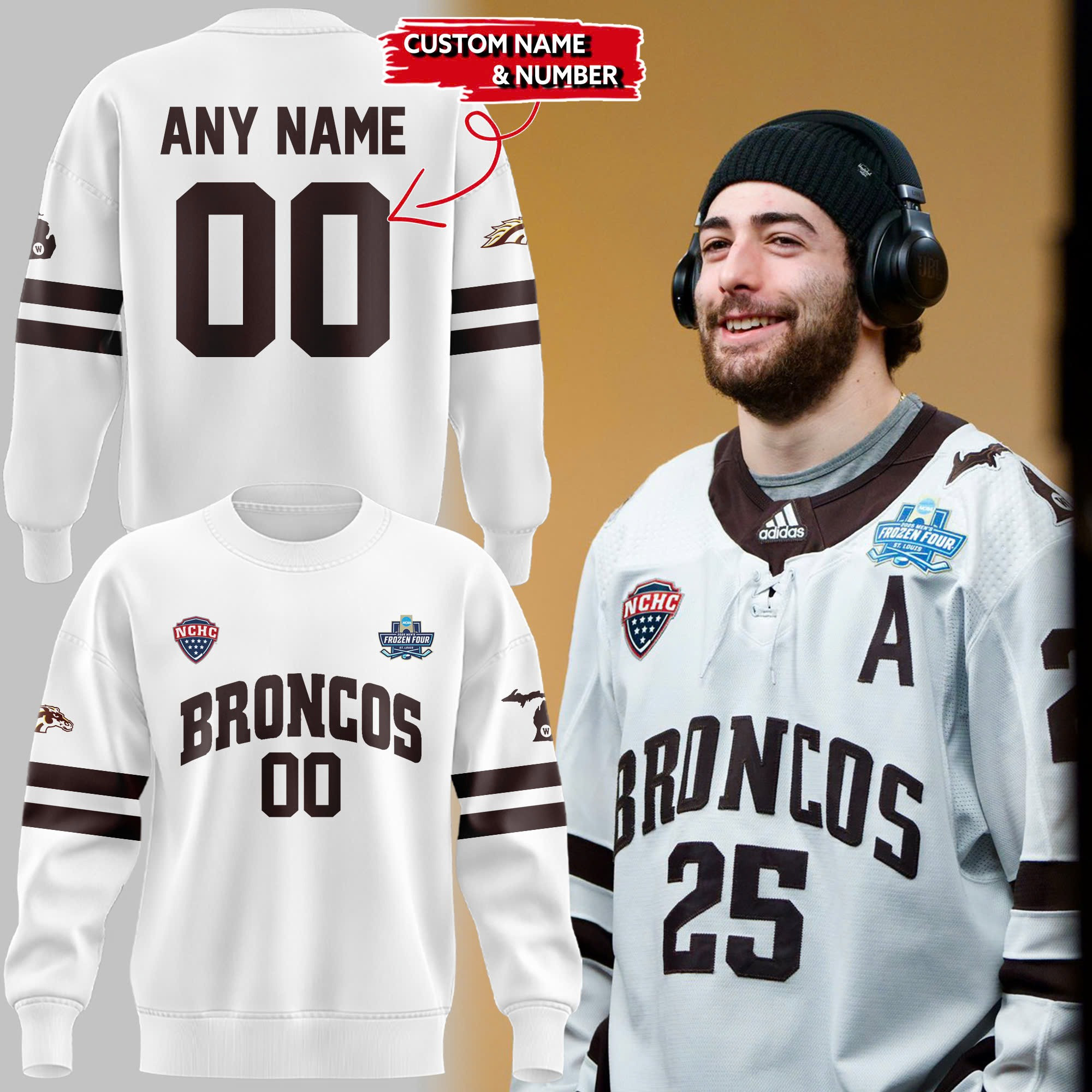 Custom Western Michigan National Championship Gear Sweatshirt 2025 Hockey Frozen Four
