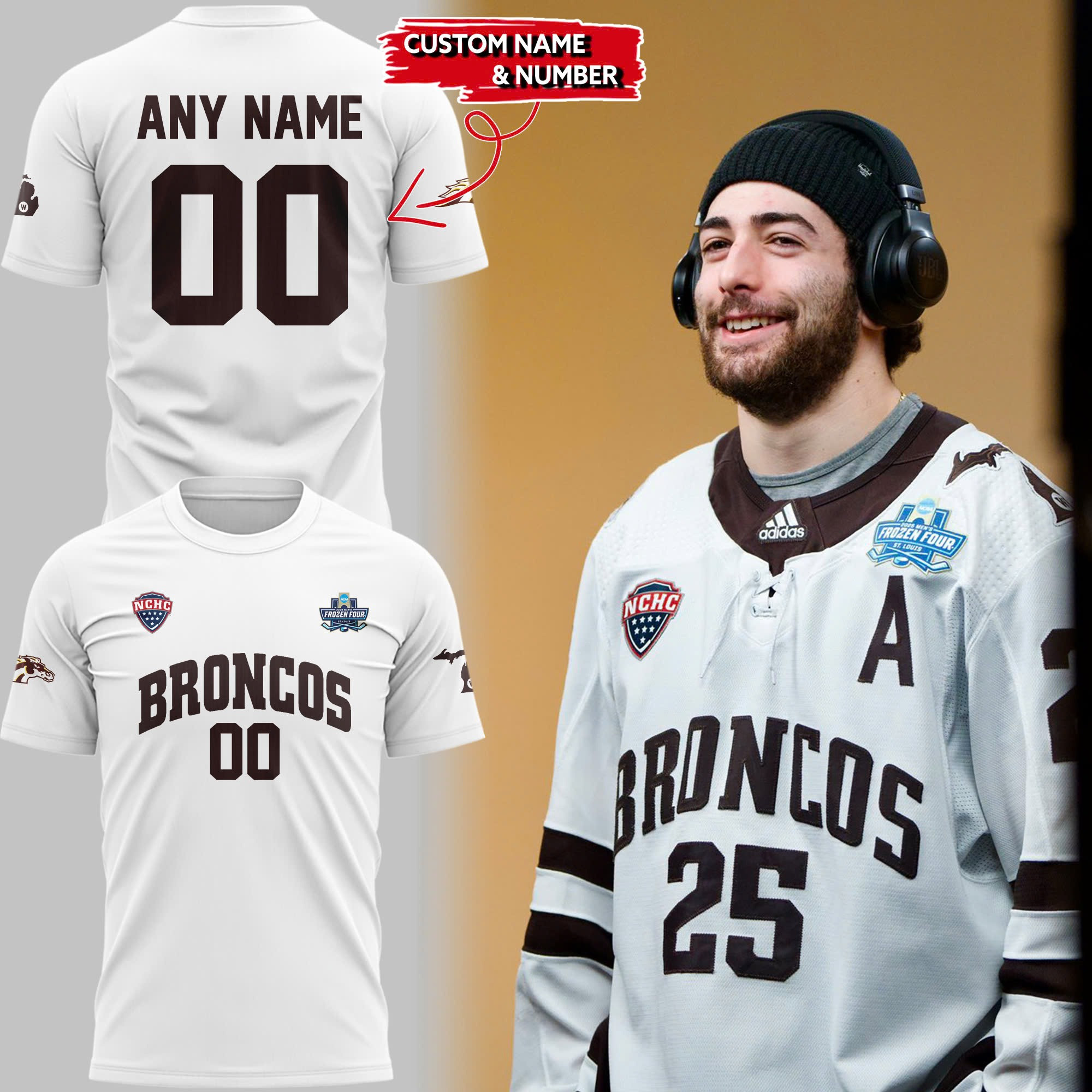 Custom Western Michigan National Championship Gear T-Shirt 2025 Frozen Four Hockey Merch