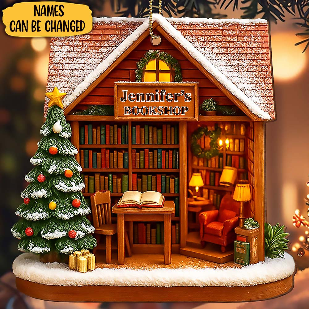 Customize Find The Perfect Story In A Charming Bookshop Ornament Christmas Gift For Friends and Family