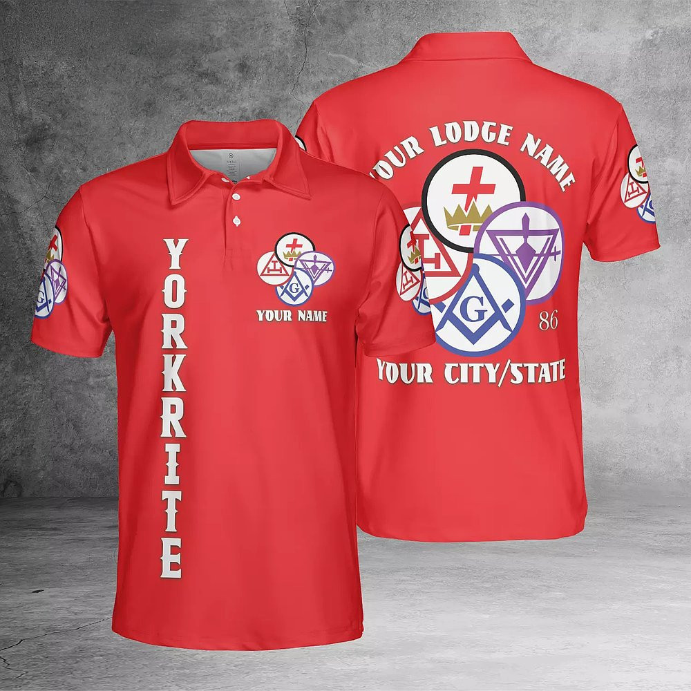 Customize Lodge Name Freemasonry York Rite Masonic 3D Polo Shirt Birthday Ideas For Husband