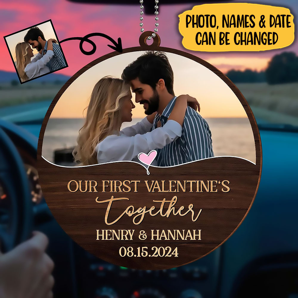 Customize Our First Valentine Together Heart Ornament Gift For Husband and Wife and Lovers