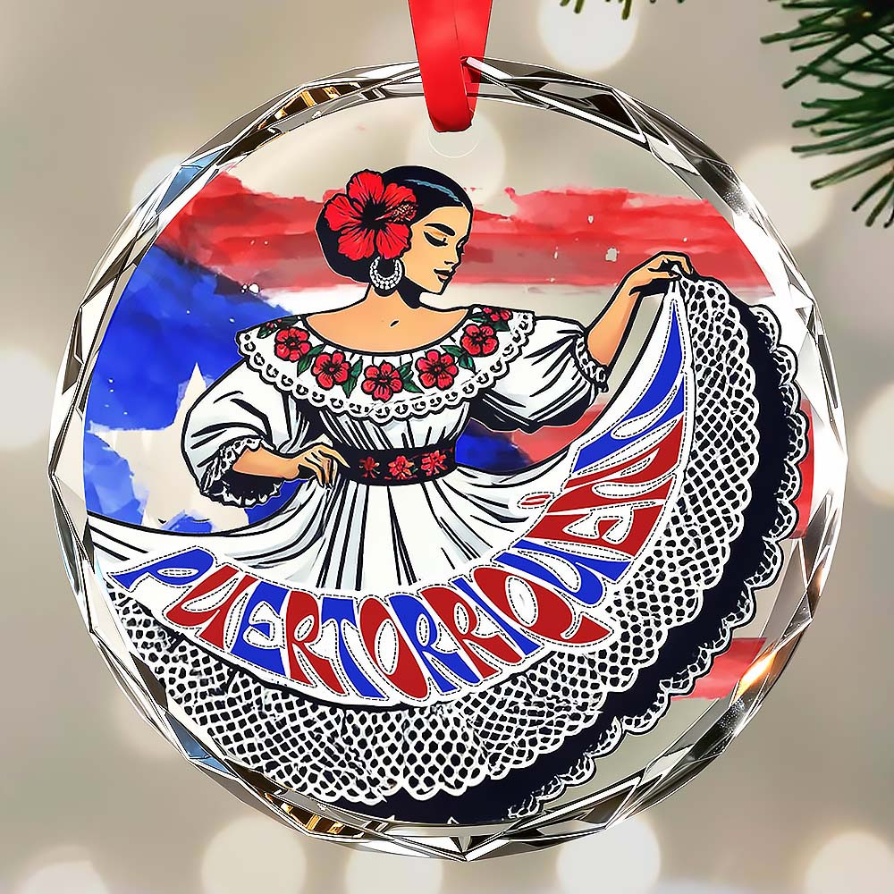 Customize Puerto Rico Love Traditional Folkloric Dress Ornament Ornament Gift For Wife and Friends