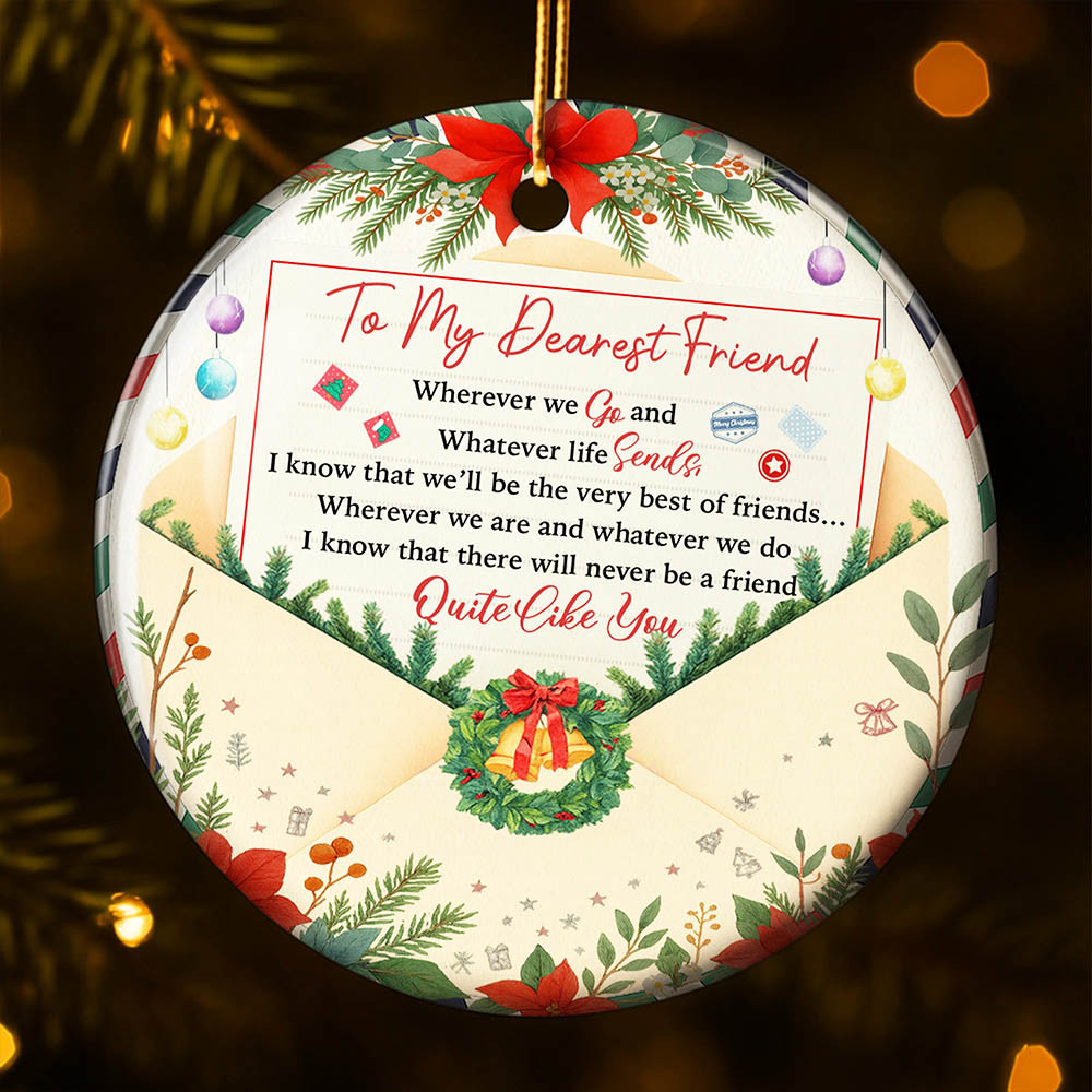 Customize To My Dearest Friend Christmas Wreath Friendship Ornament Gift For Friends and Besties
