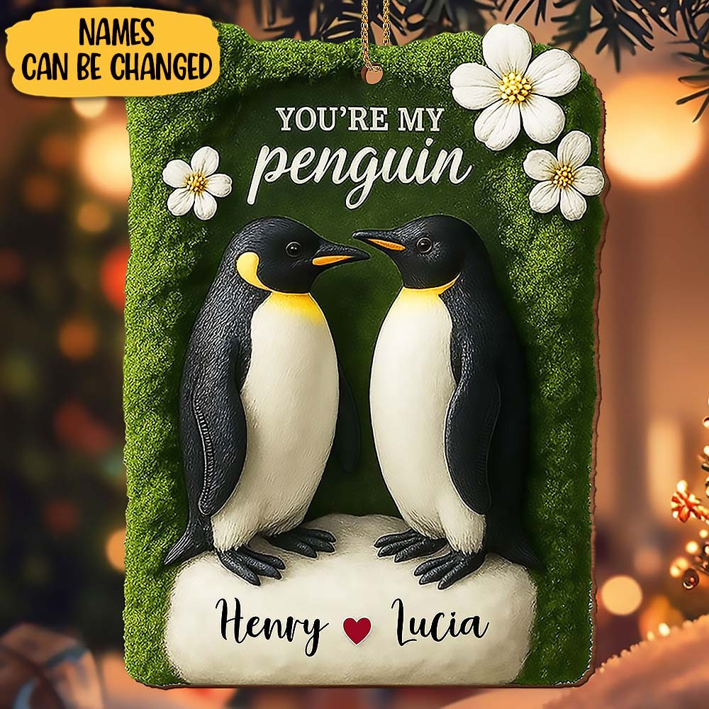 Customize You Are My Penguin Featuring Adorable Penguins Ornament Gift For Husband and Wife and Lovers