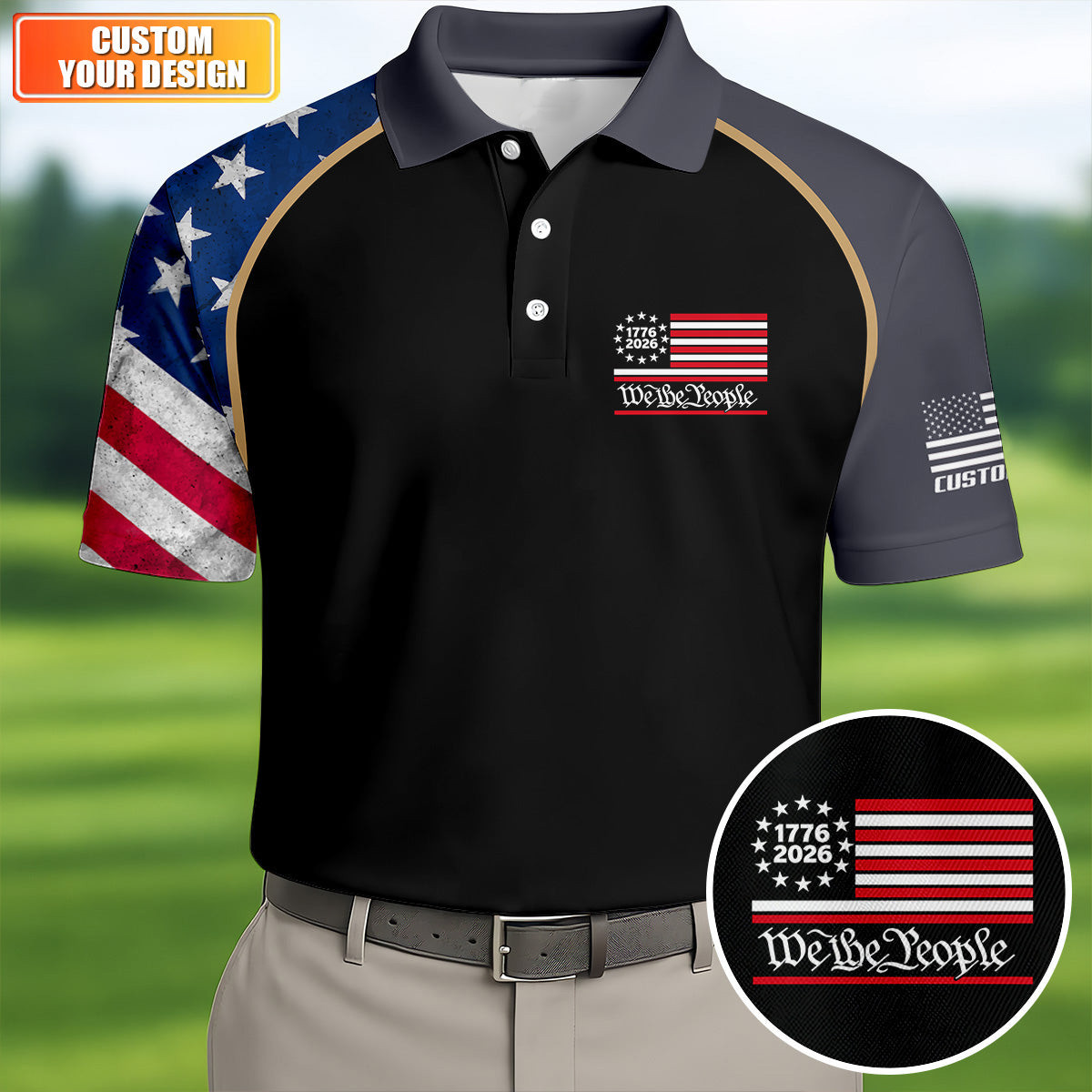 Customized 1776 2026 We The People Golf Polo Shirt Patriotic Clothing Golf Gifts For Dad