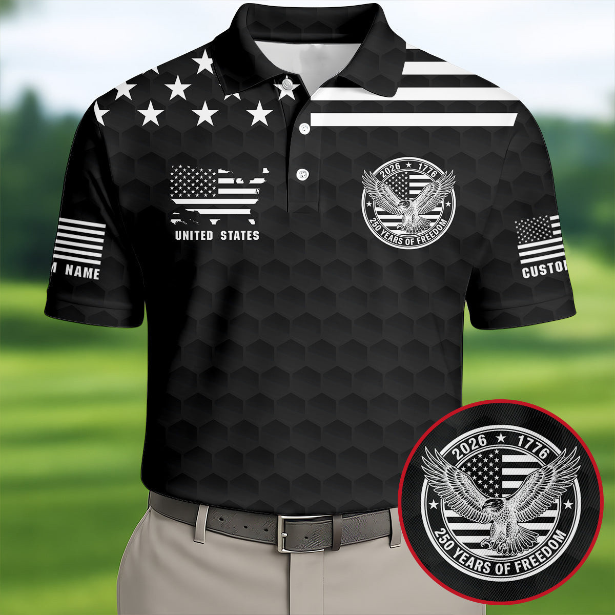 Customized 250 Years Of Freedom Golf Polo Shirt Golf Outfit Men Perfect Gift For Golfers