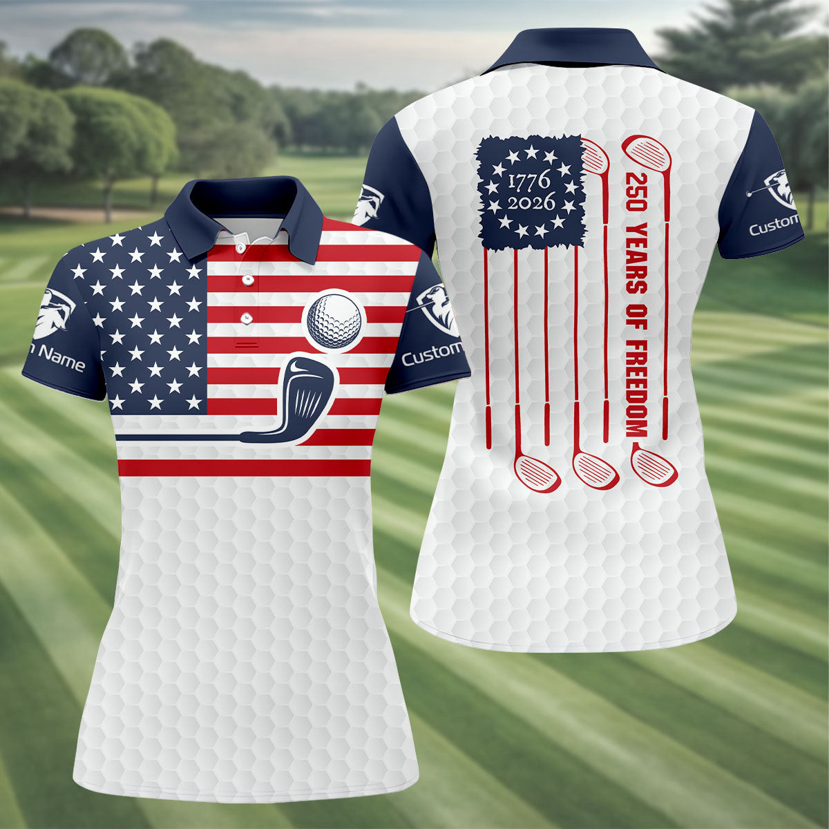 Customized 250 Years Of Freedom Golf Polo Shirt Womens Golf Clothes Unique Golf Gifts