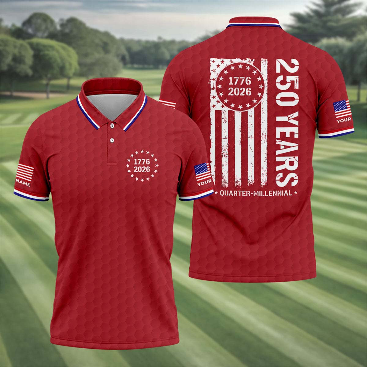Customized 250 Years Quarter Millennial Golf Polo Shirt Mens Golf Shirts Golf Idea Presents