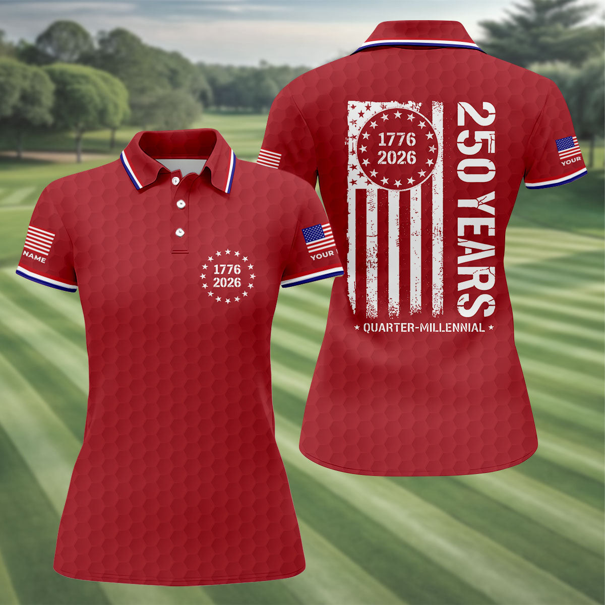Customized 250 Years Quarter Millennial Golf Polo Shirt Womens Golf Shirts Golf Gift Ideas