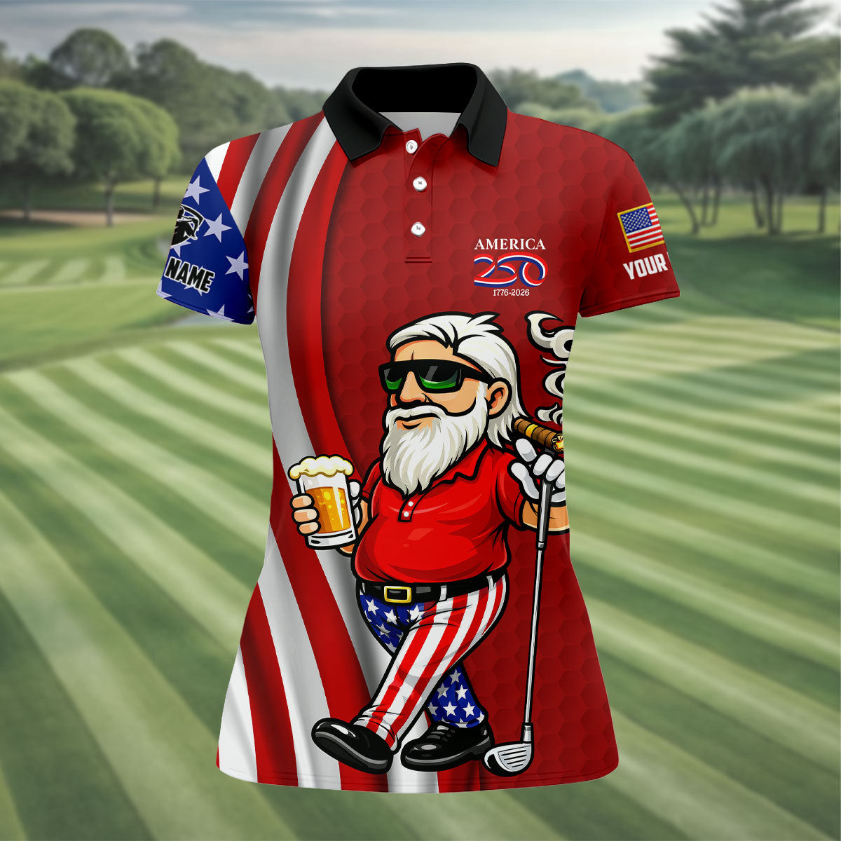 Customized America 250 1776 2026 Golf Polo Shirt Golf Apparel Women Golf Related Gifts