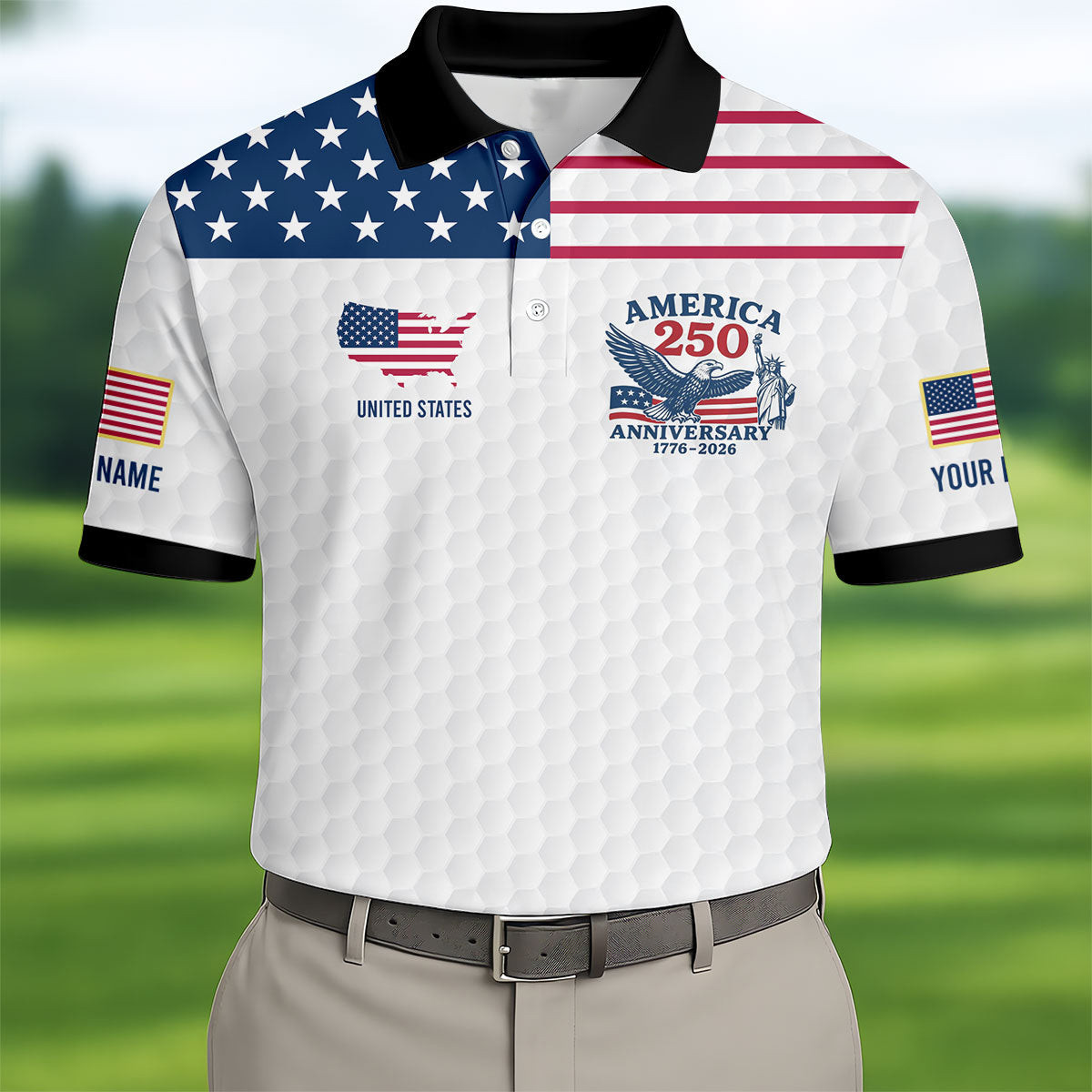 Customized America 250 Anniversary Golf Polo Shirt Patriotic Merch Good Golf Gifts For Dad