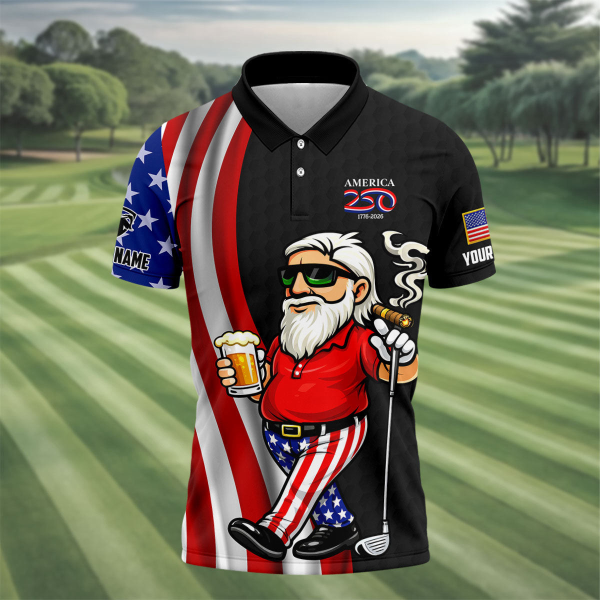Customized America 250 Golf Polo Shirt Golf Shirts For Men Fun Golf Presents
