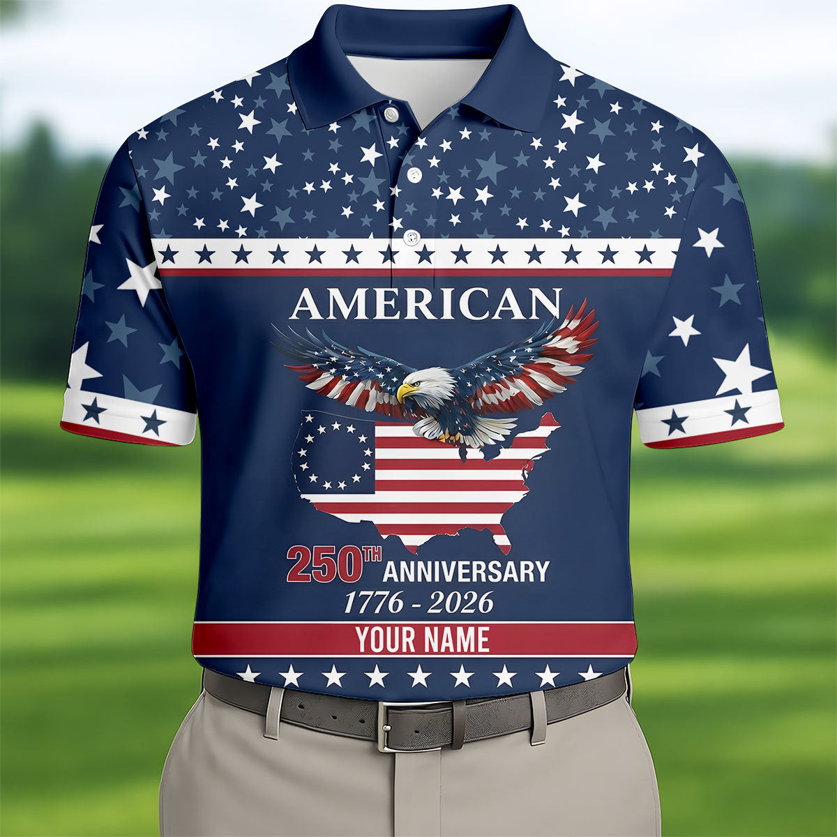 Customized American 250Th Anniversary Golf Polo Shirt Mens Golf Outfit Best Golf Presents