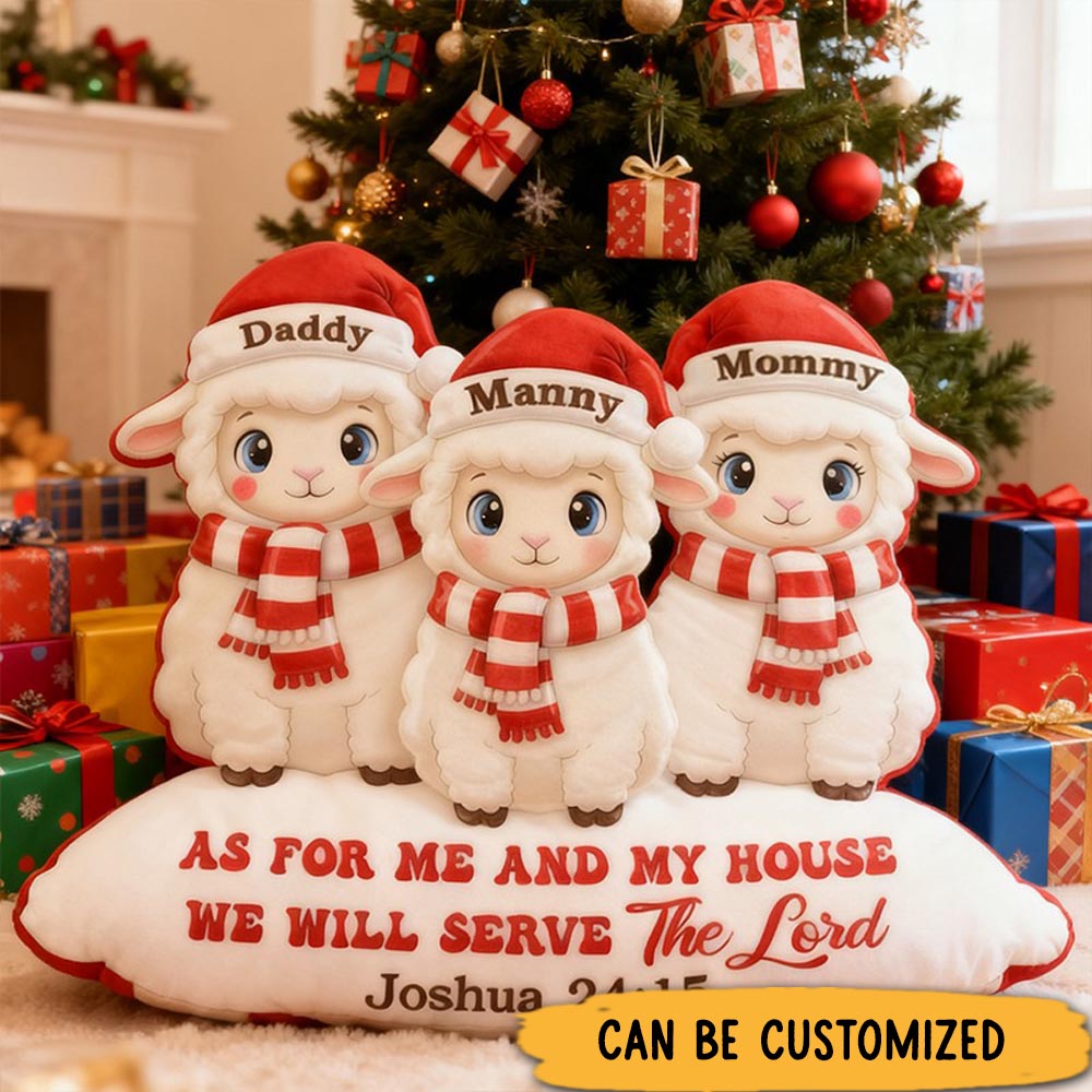 Customized as for Me and My House We will Serve the Lord Pillow with Custom 1-8 Kids Name Home Decor Christian Gift for Christmas Family
