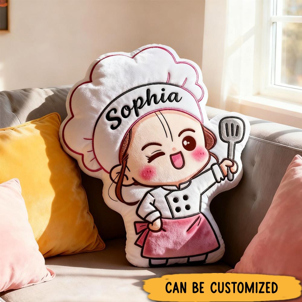 Customized Baker Pillow Kids Throw Pillow Custom Chef Pillow with Name for Baker Chef Christmas Baker Gift Baking Lover