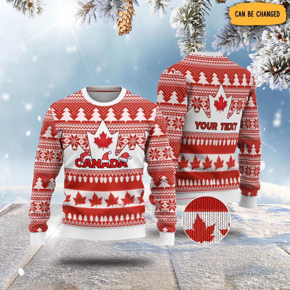 Customized Canada Christmas Ugly Christmas Sweater Maple Leaf Christmas Gift Ideas For Brother