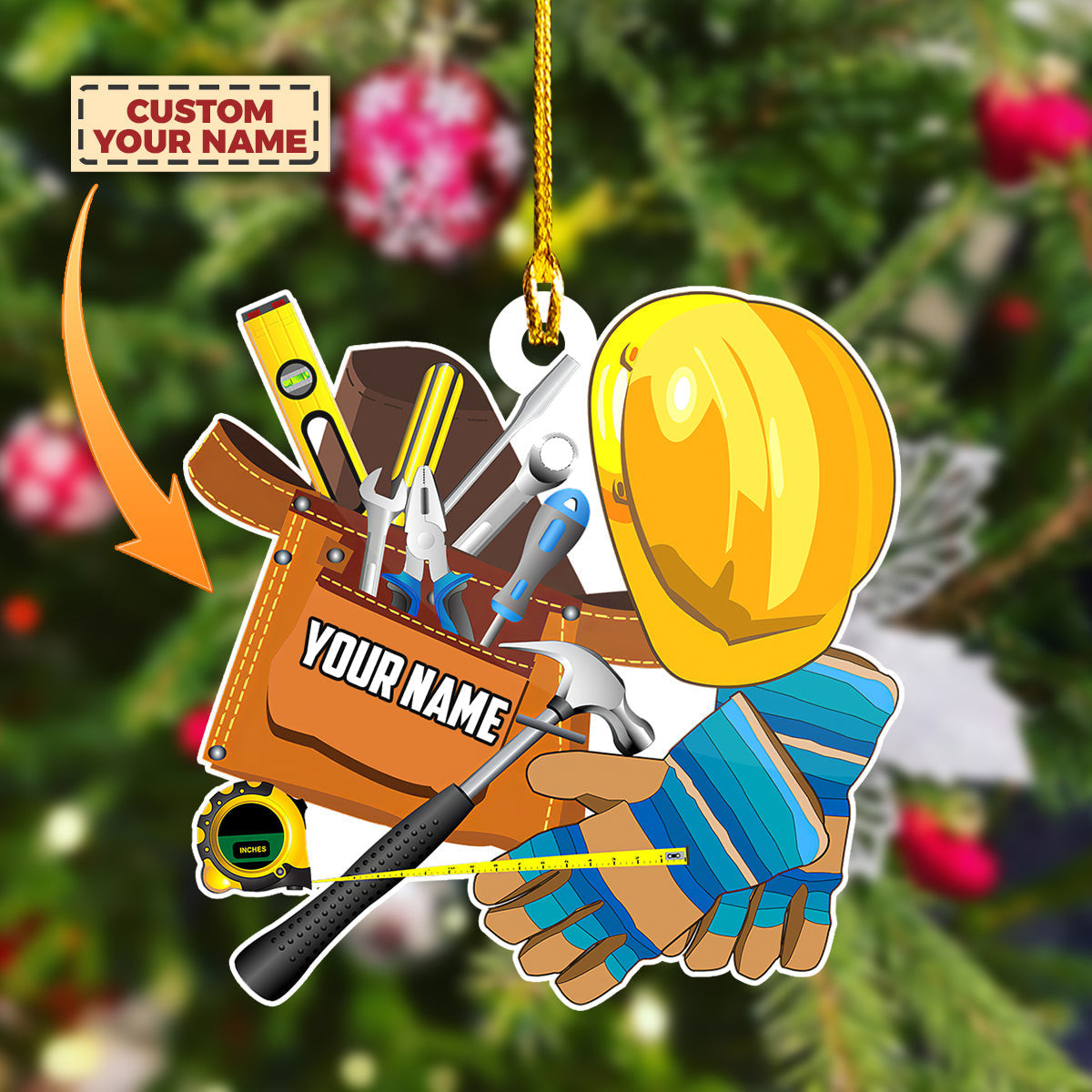 Customized Carpenter Tool Shaped Ornament Christmas Gift for Carpenter Gift for Him