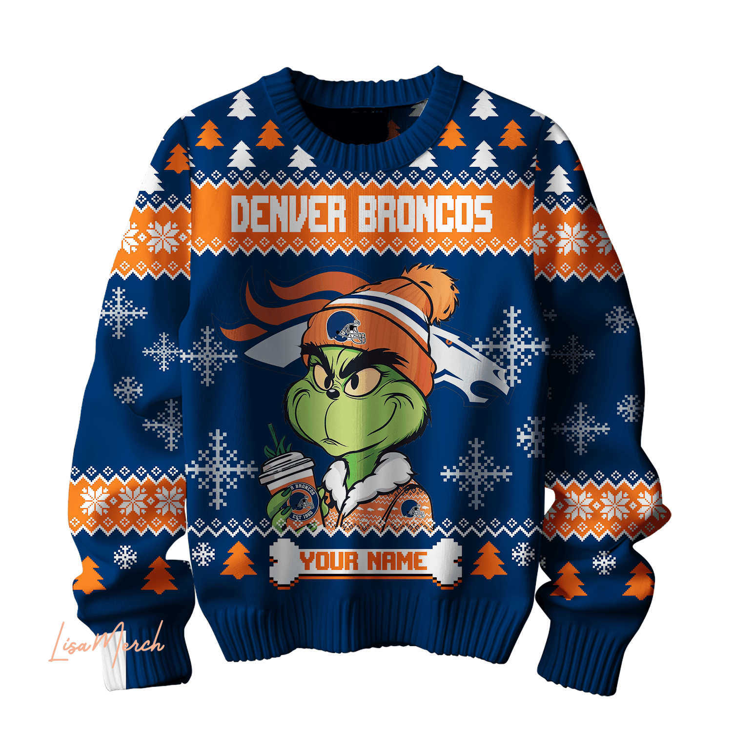 Customized Christmas Grinch Denver Broncos Ugly Sweater Gift For Football Lovers