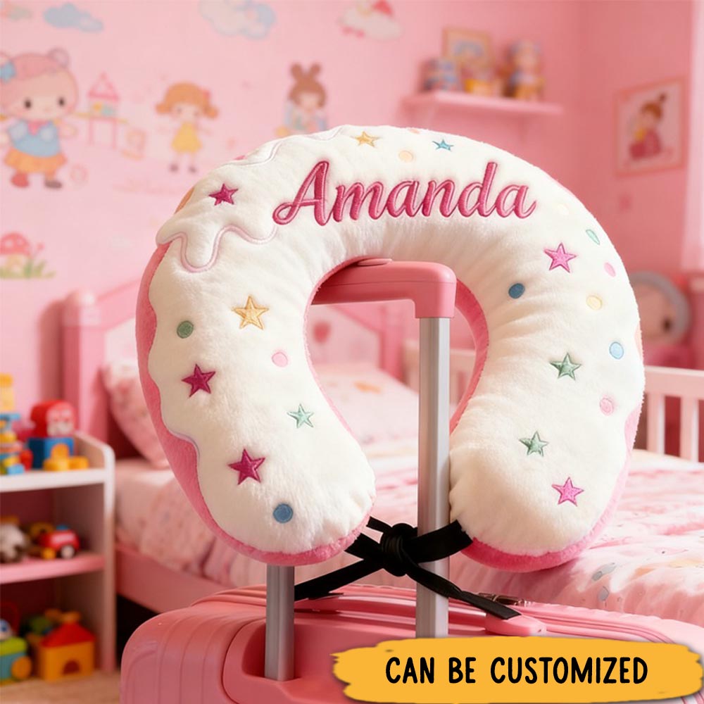 Customized Cute Donuts U-Shaped Pillow with Custom Name for Kids Birthday Gift for Kids