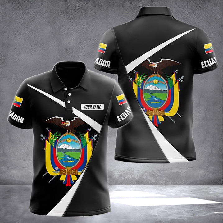Customized Ecuador Black Form Polo Shirt Ecuador Clothing Gifts For Ecuadorians