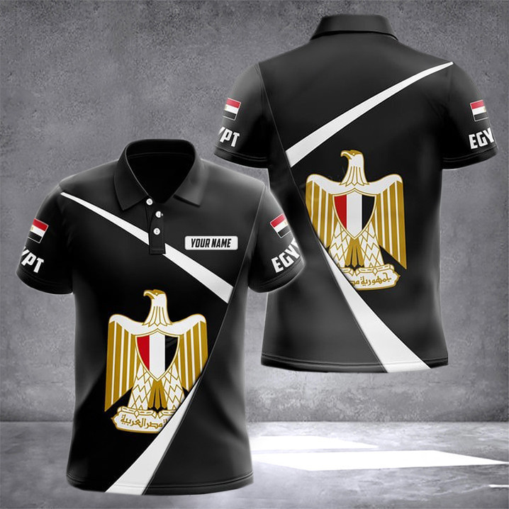 Customized Egypt Black Form Polo Shirt Egypt Clothing Gift For Egyptian Friend